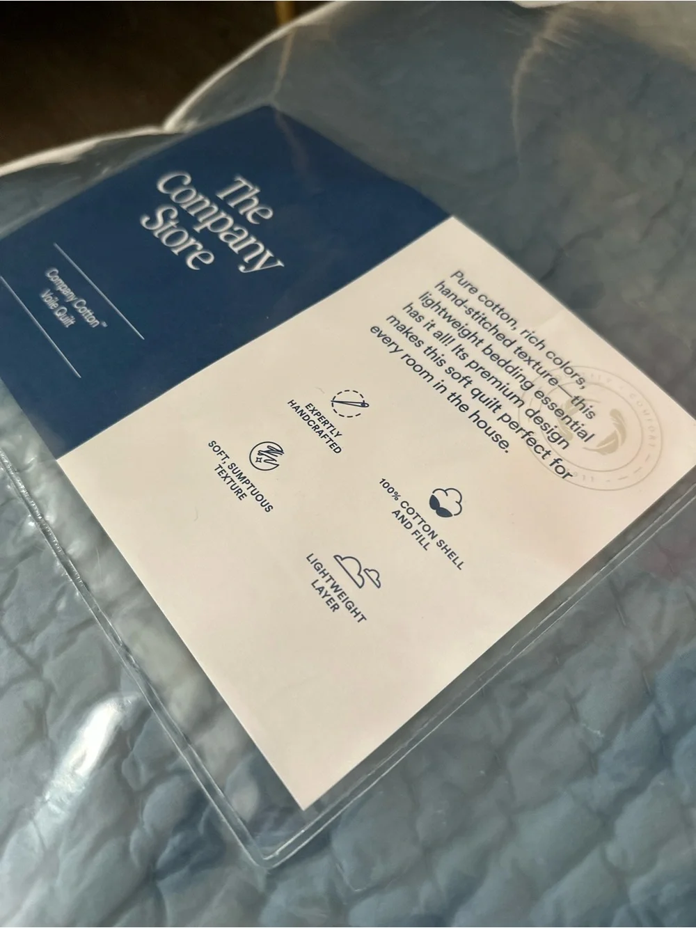 The Company Store Cotton Voile Quilt Twin Smoke Blue NWT Retail $224